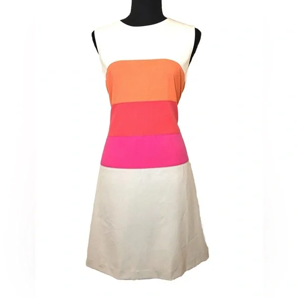 Calvin Klein Sleeveless A-Line Dress Color Block Size 8 - Picture 1 of 8